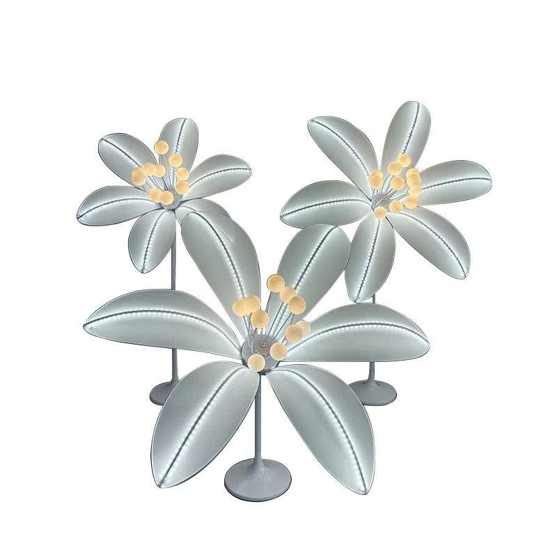 TEMAR Modern White Lily Wedding Lamp LED Light para o Partido Stage Road Chumbo Pouco Fresh Flower Background Decoração