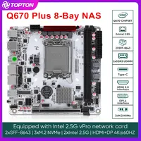Q670 Plus NAS Motherboard Intel vPro 12/13/14th Gen LGA1700 CPU 8-Bay 3*NVMe 2*SFF-8643 1*PCIE5.0x16 2*DDR5 2*2.5G LAN Mainboard 1