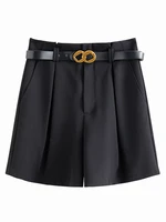 FSLE Minimalism Style Casual White Shorts For Women Summer New Arrival High Waist Shorts Jeans Female With Belt Loose Shorts - Image 5