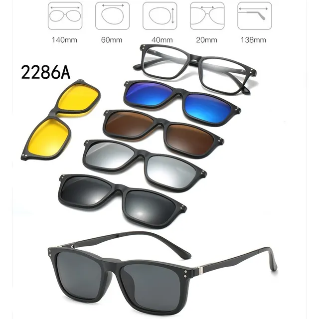 5 In 1 Custom Men Women Polarized Optical Magnetic Sunglasses Clip Magnet Clip on Sunglasses Polaroid Clip on Sun Glasses 5