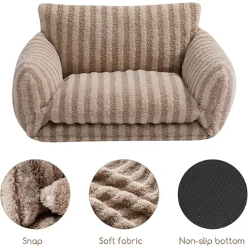 Cat Bed Fluffy Plush Mutifuctional Double-Layer Soft Pet Couch Orthopedic Sofa Nest Beds for Small Cats and Dogs, 5