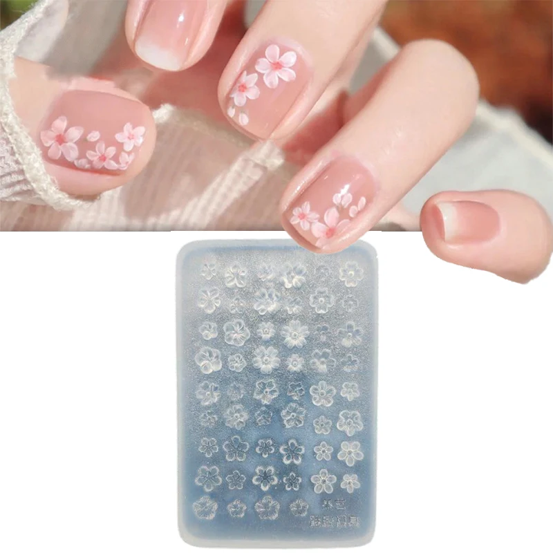 1Pcs 실리콘 네일 아트 몰드 꽃 프랑스 스타일 다섯 꽃잎 꽃 3D 릴리프 네일 템플릿 네일 아트 장식 매니큐어 도구