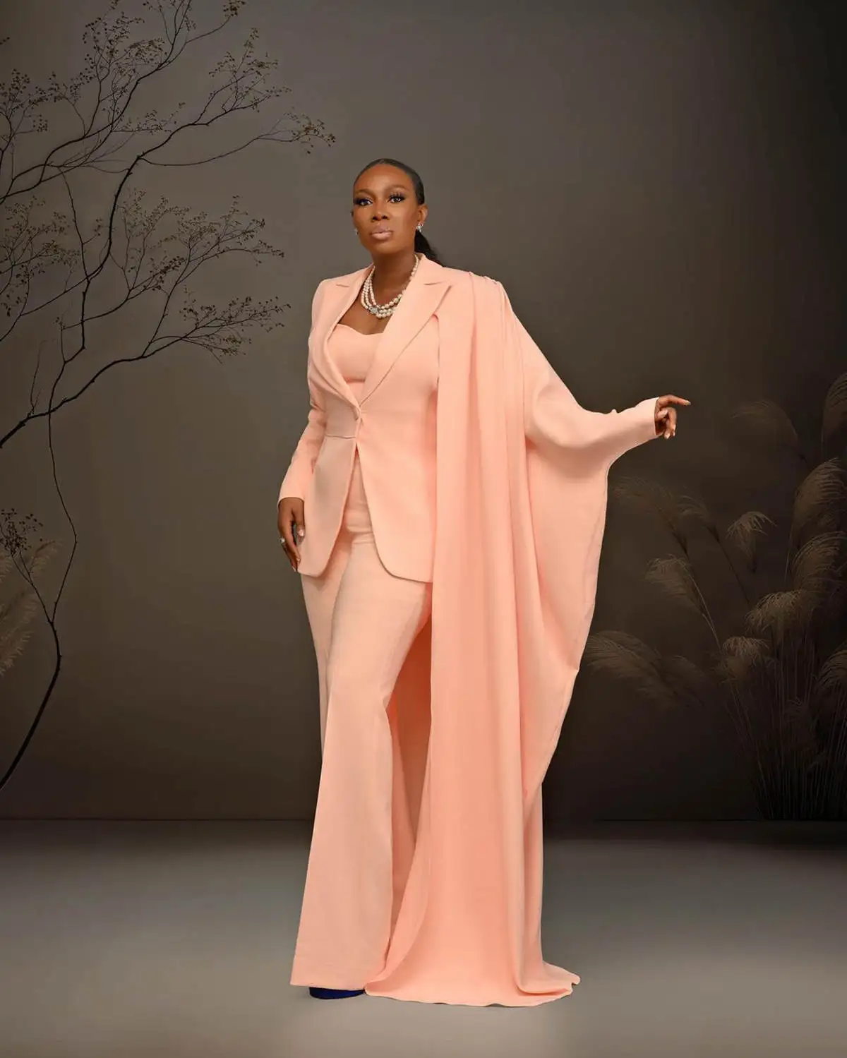 One Button Women Jacket Outfits 2 Pieces Elegant Full Sleeve Blazer Wide Legs Pants Made Party Dresses