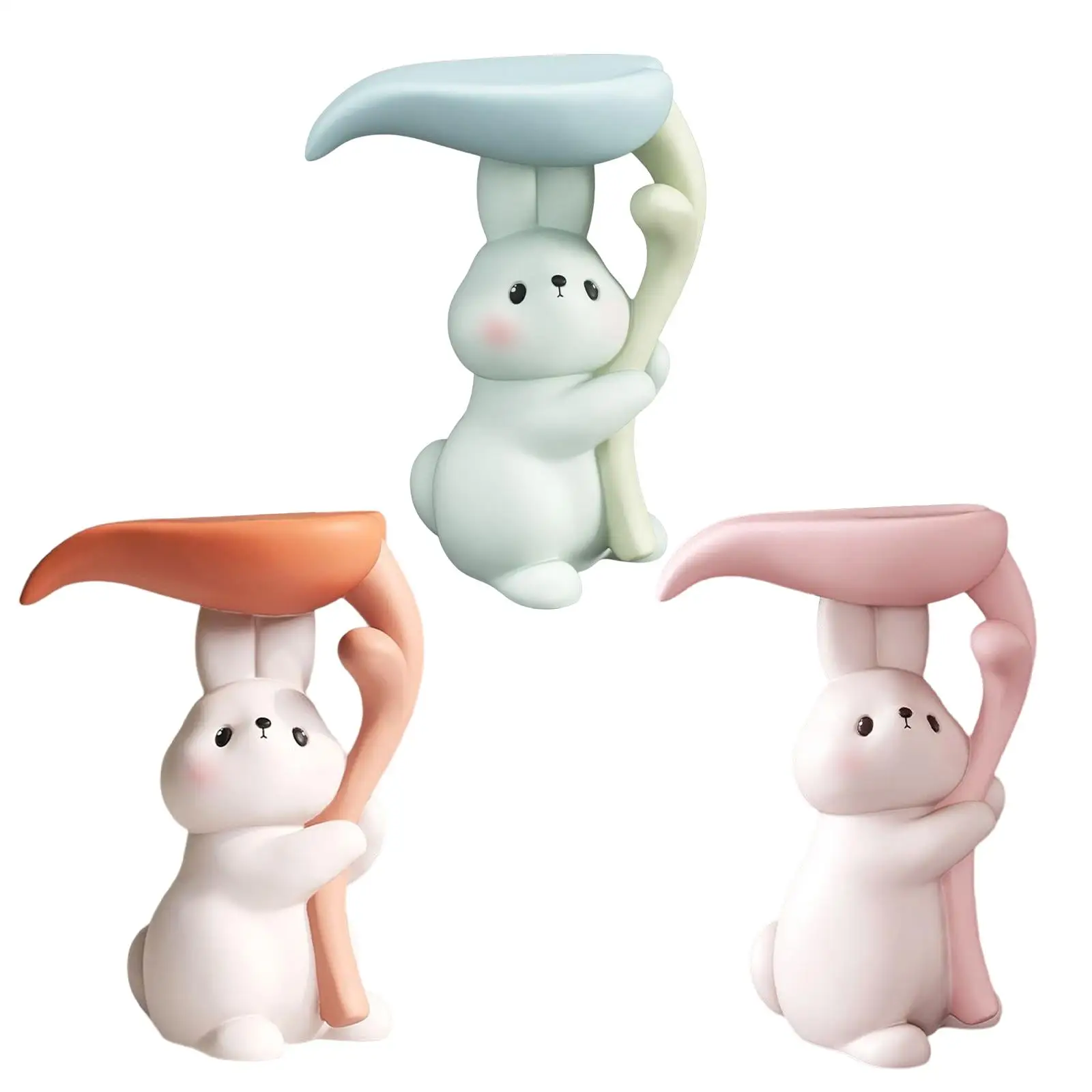 

Bunny Statue Storage Tray Desk Organizer Sculpture for Table Living Room