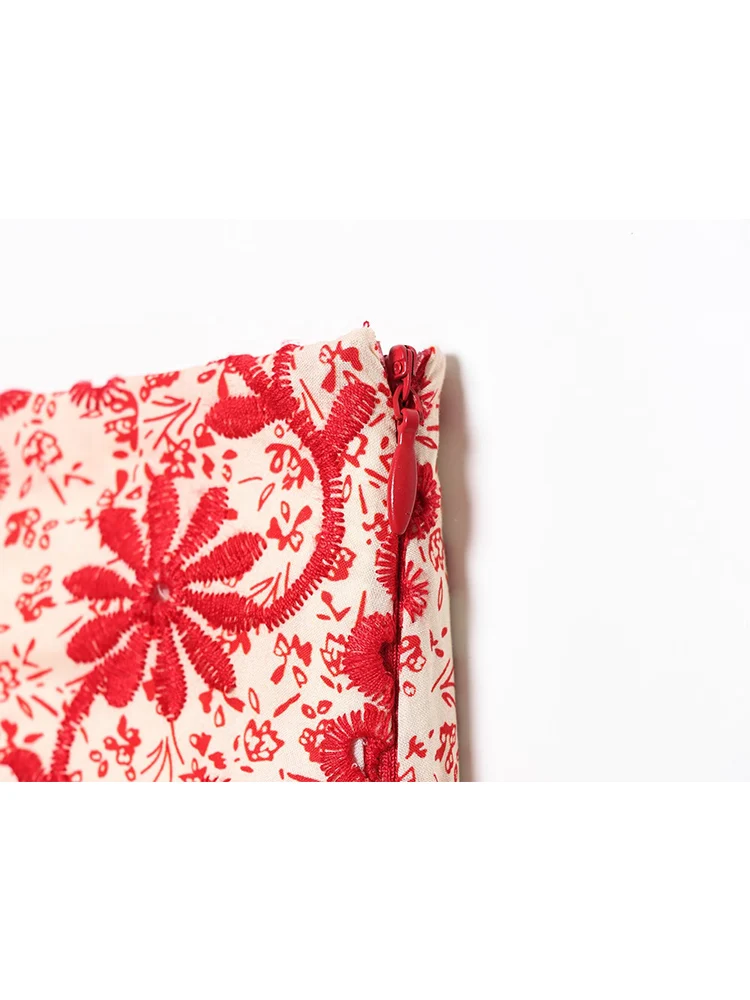 TFMLN Summer Women's Midi Skirt Embroidery Set Fashion Sleeveless Halter Short Top Hollow Out Embroidery Skirt Sets Female New