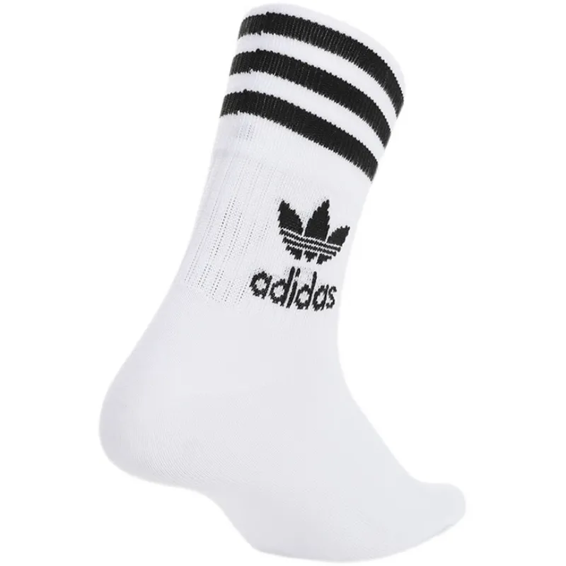 Adidas Trefoil Casual Socks for Men and Women: Mid-Calf, Breathable, Comfortable, White, 3-Pack GD3575
