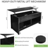 Fluted Lift Top Coffee Table, Wooden Coffee Table Dining Table with Storage Shelf and Large Hidden Compartment 2