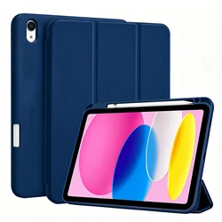 Premium Magnetic Flip Smart Cover with Pencil Holder - iPad 10th 11th (A16) (BC - Navy Blue)