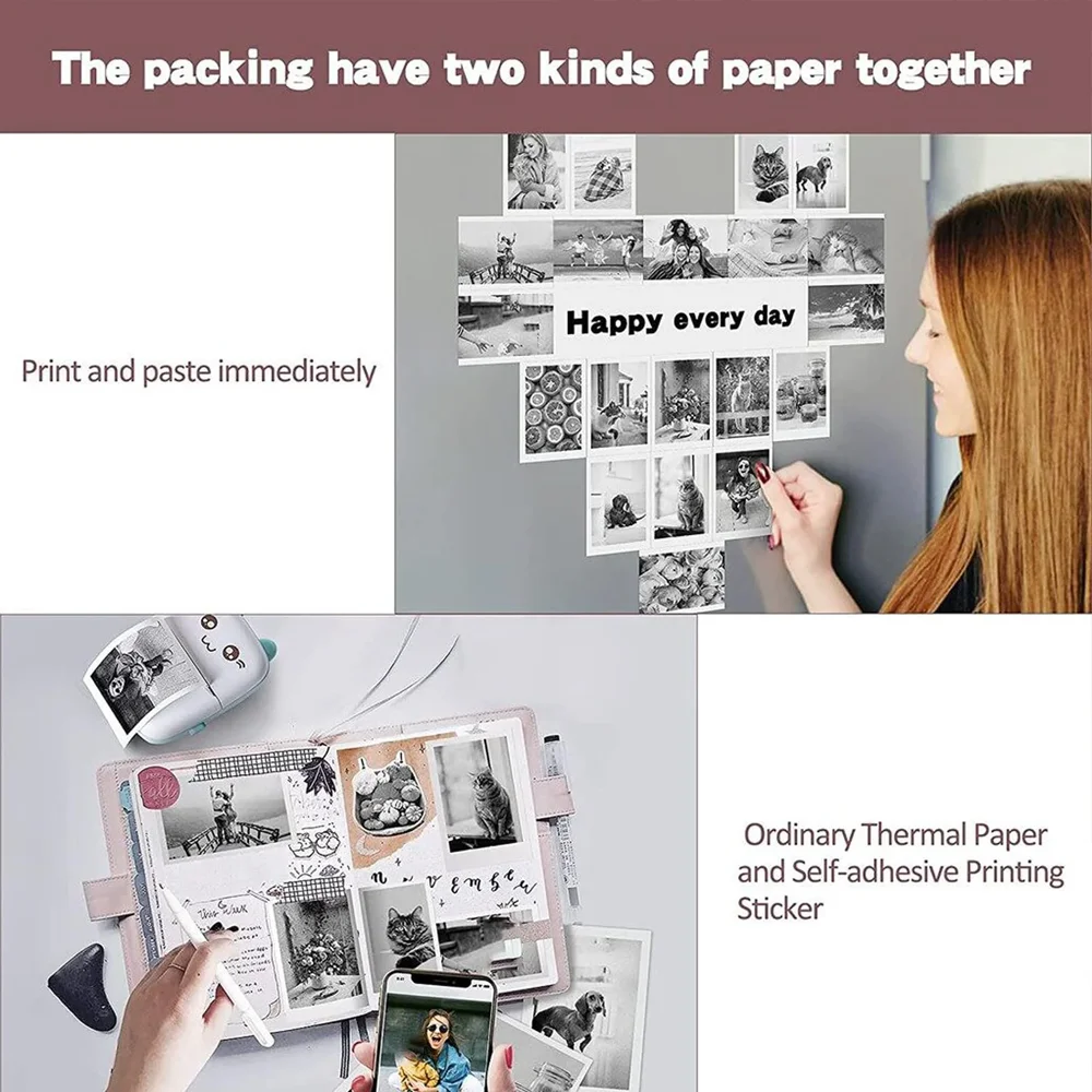 Thermal Sticker Paper 57mm Width Rolls For Mini Printers Pose Machine Kid Camera