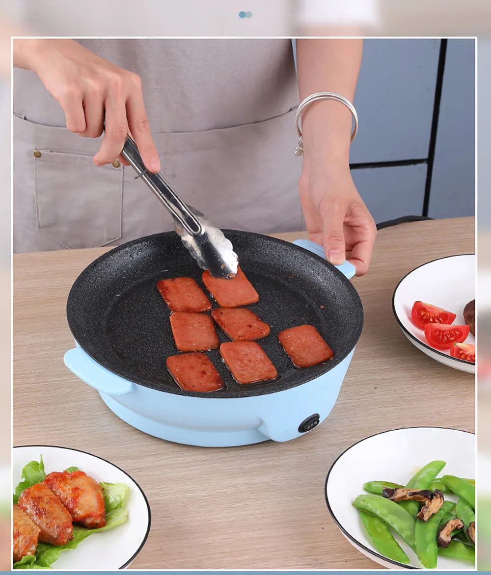 Description Picture 2 of itemMultifunction Electric Frying Pan Skillet Non-Sticky Grill Fry Baking Roast Pan Cooker Steak Barbecue Cooking Kitchen Tool 220V