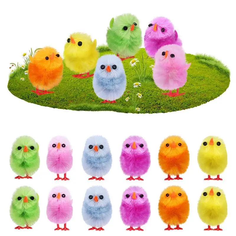 Yellow Little Chickens Fluffy Easter Animals 18Pcs