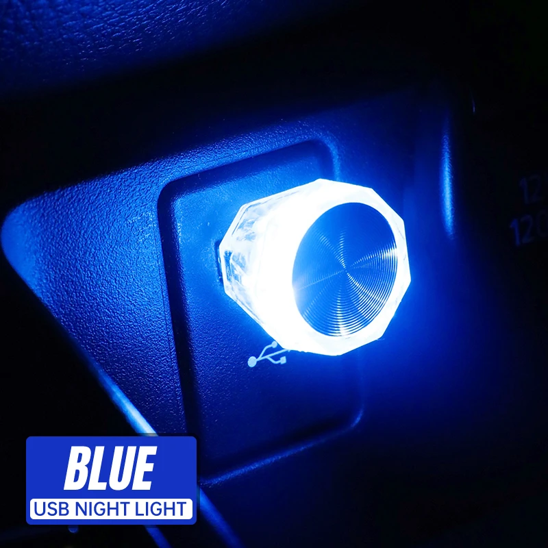 Car Cigarette Lighter USB Atmosphere Light LED Mini Colorful Night Light  Wiring-Free Car Interior Lighting Accessories Supplies