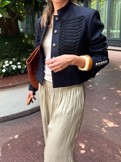 Chic Single-breasted Women's Jackets Long Sleeve O-neck Solid Female Coats 2026 Spring New Street Fashion Loose Lady Outwears 5