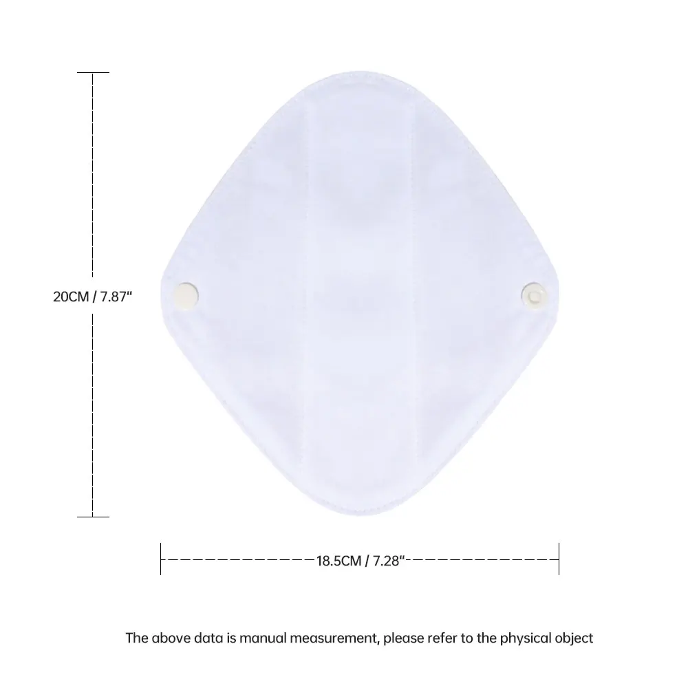 5 Pcs White Cotton Reusable Menstrual Pads Reusable Sanitary, Bamboo Cloth Pads For Heavy Flow Large Sanitary Pads Set With Win 2