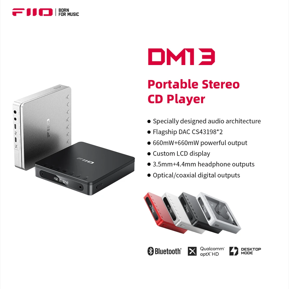 FiiO DM13 Multifunctional Portable Stereo CD Player with Long
