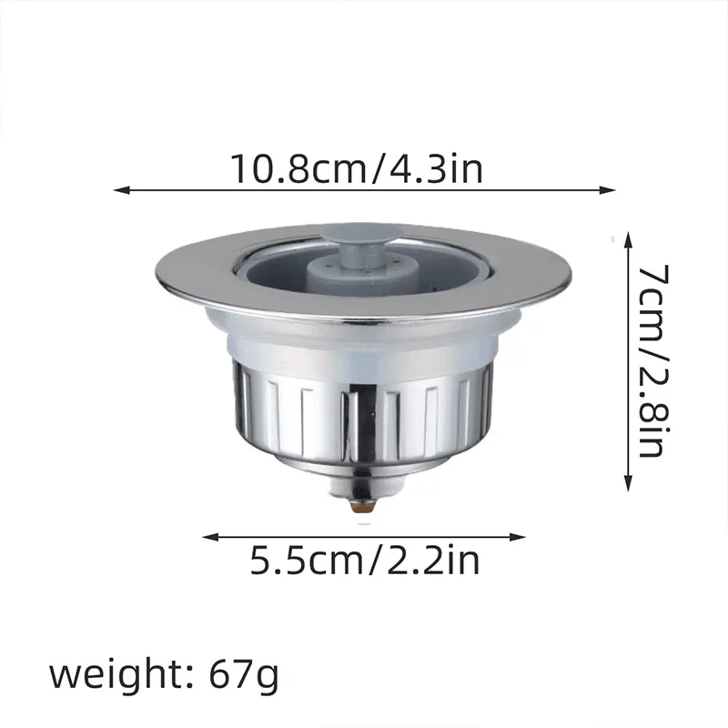 Houseeker 3 in 1 Pop Up Sink Filter ABS Kitchen Sink Strainer Drain Basket Stopping Blockage Bouncing Core Leak-proof Plug Cover