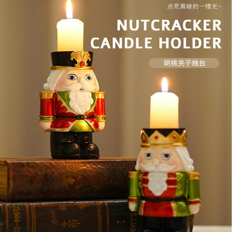 New2pcssetNutcrackerCandlestickResinNutcrackerStatueCandle