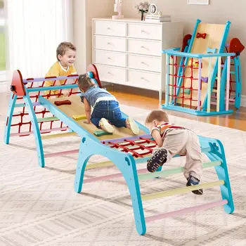 Foldable Wooden Pikler Climbing Set 1