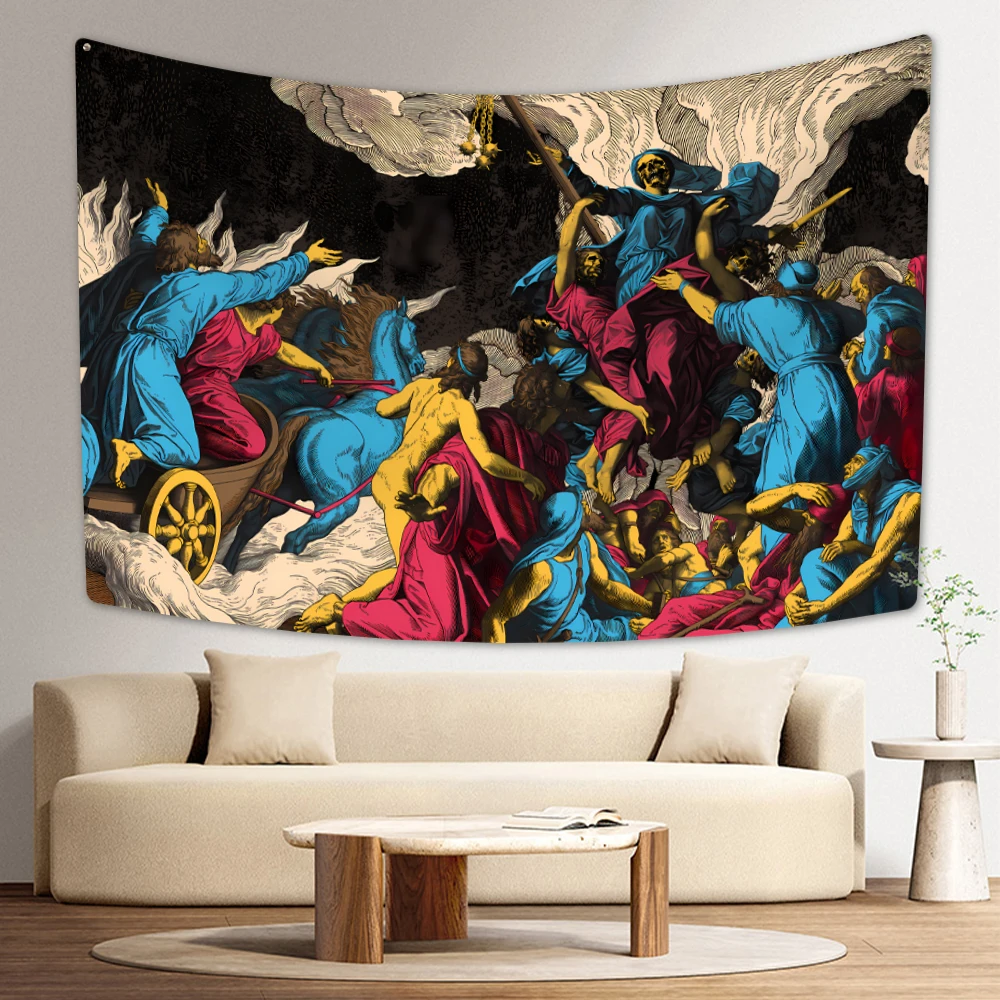 Tapestry decor psychedelic collage art poster printed hippie wall hanging yoga mat