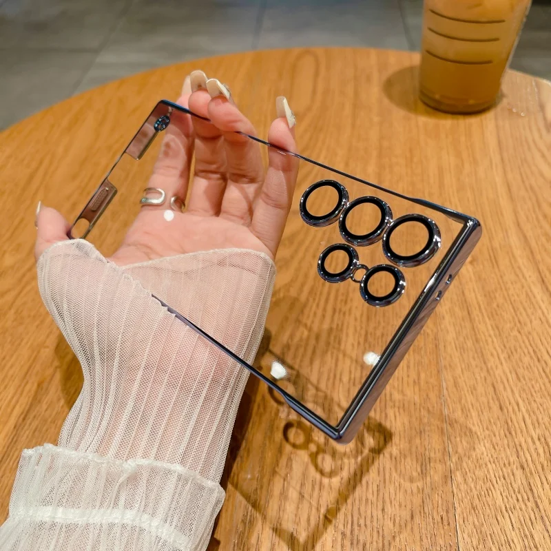 Luxury Slim Transparent Plating Frameless Phone Case with Camera Lens Protection