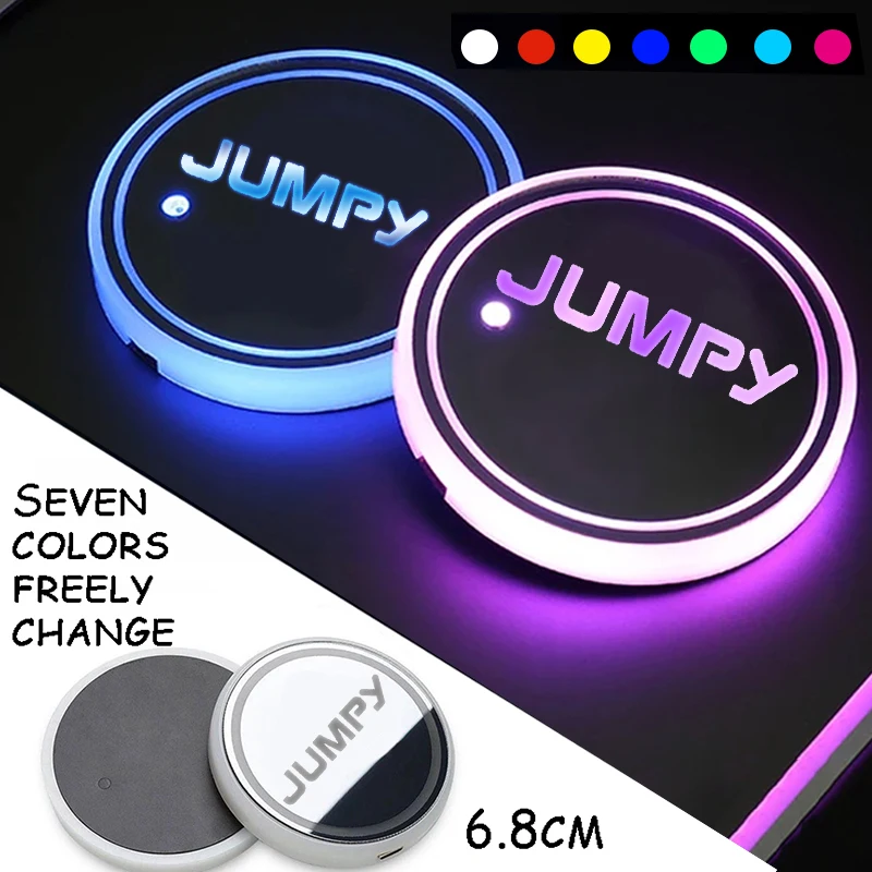 Luminoso Smart Car Water Coaster Per Citroen Jumpy Logo Usb Power Ambiance Light Portabevande Antiscivolo Decorazione Cup Slot Mat