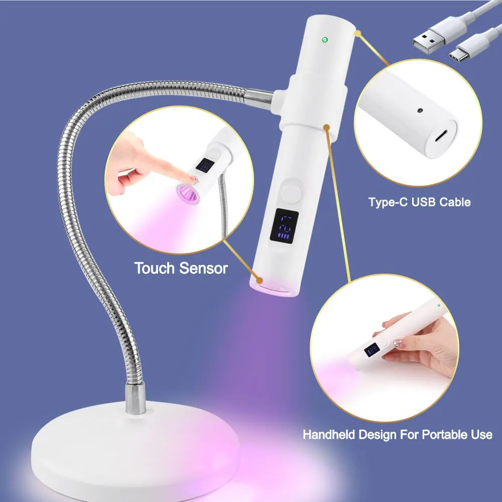 UV Lamp for Nail 2 in 1 Nail Lamp Portable Nail Dryer Stand Hold Handheld UV LED Nail Lamp Mini Nail Drying Light for Home Salon 4