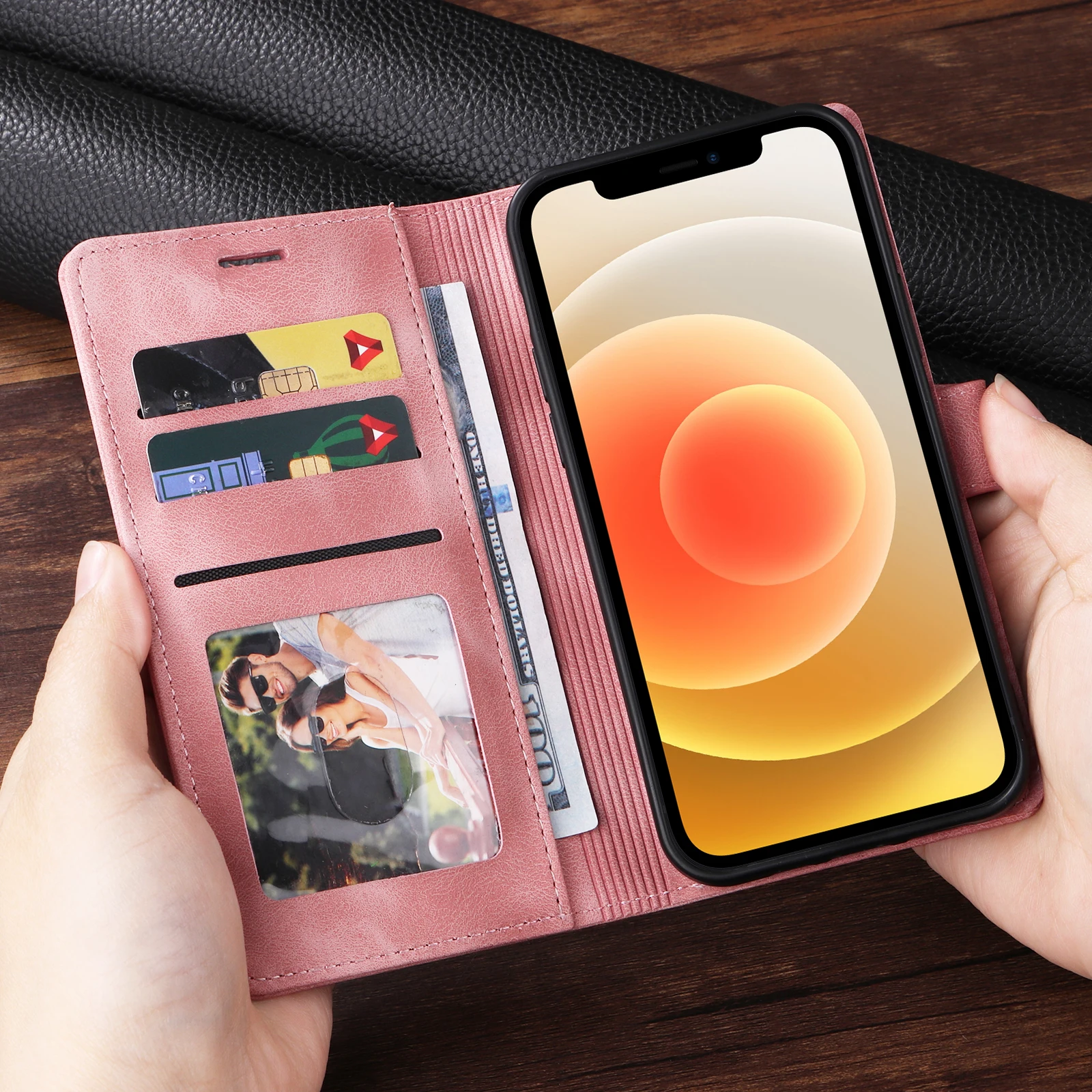 Premium Flip Leather Wallet Case with Card Slot and Stand Functionality