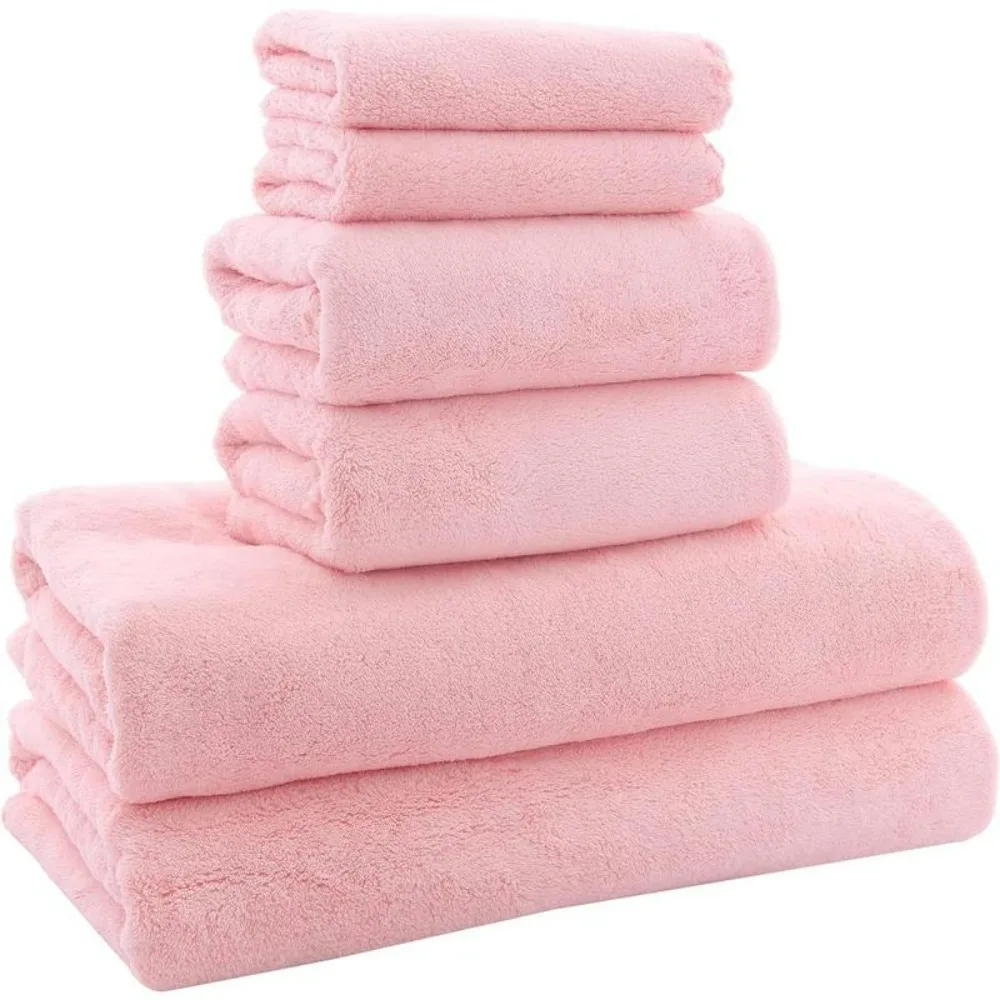 

Ultra Soft Towel Set 2 Bath Towels 2 Hand Towels 2 Washcloths - Microfiber Coral Velvet Highly Absorbent Towel (6 Pcs)