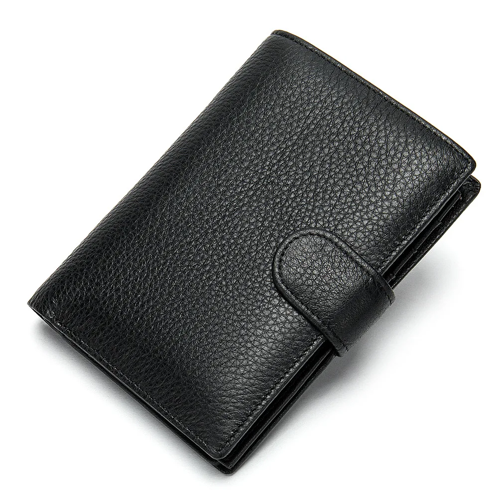 Hot Sale Men's Genuine Cowhide Leather Wallet RFID Cardholder Messenger Clutch Gift For Man