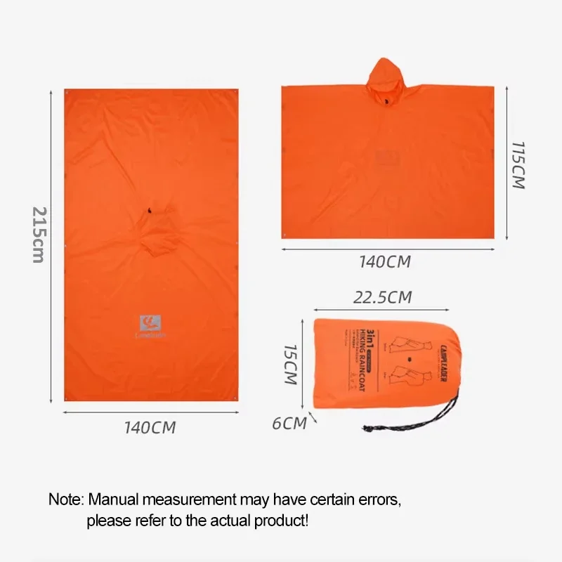3 In 1 Outdoor Raincoat Hooded Sleeve Long Waterproof Rain Poncho Motorcycle Rain Cover Camping Hiking Travel Rainwear Tent raincoat poncho