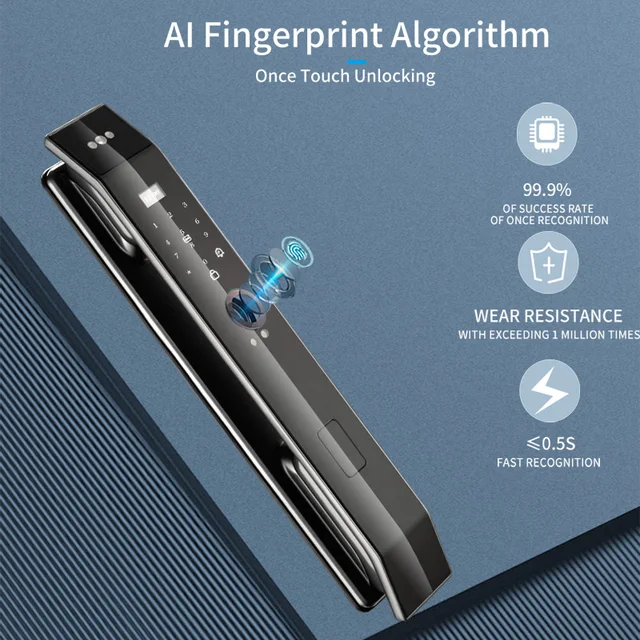 WiFi Tuya APP Voice Intercom Digital Door Lock 3D Face Recognition Fingerprint Password Smart Door Lock With Camera 6