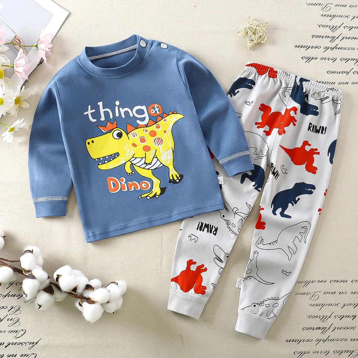 Kinderen Nachtkleding Baby Nachtkleding Kids Hoge Taille Buikbescherming Ondergoed Homewear Full Mouw Katoenen Baby Meisjes Pyjama Sets