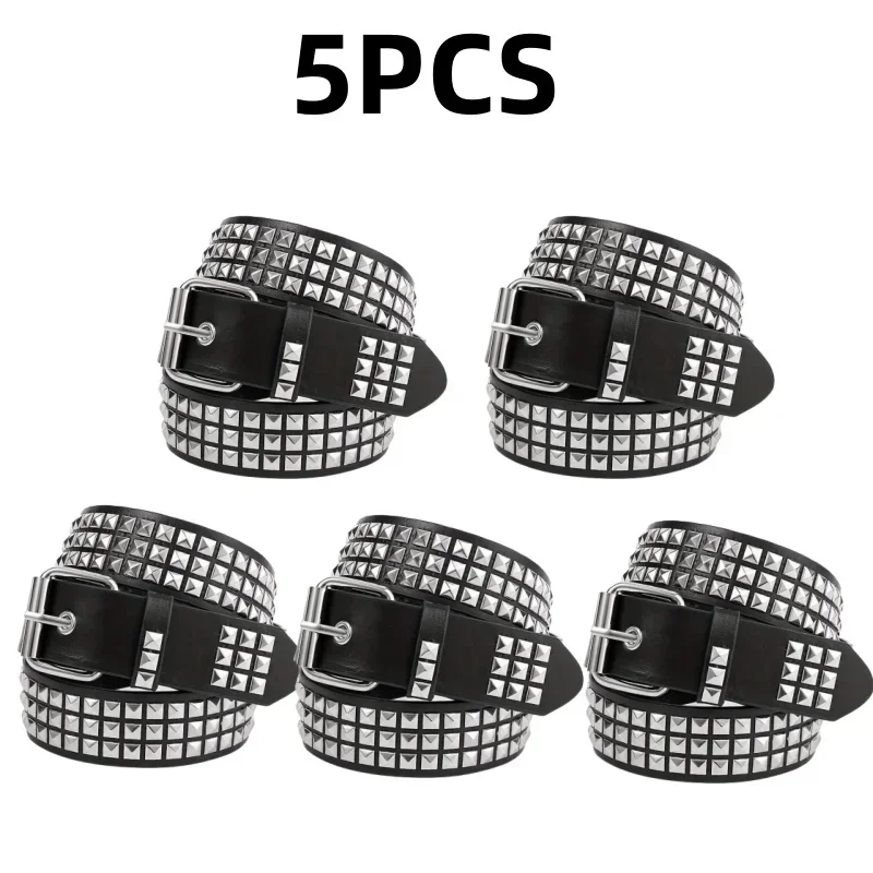 2024 新スクエアビーズリベットベルト金属ピラミッドベルト男性と女性