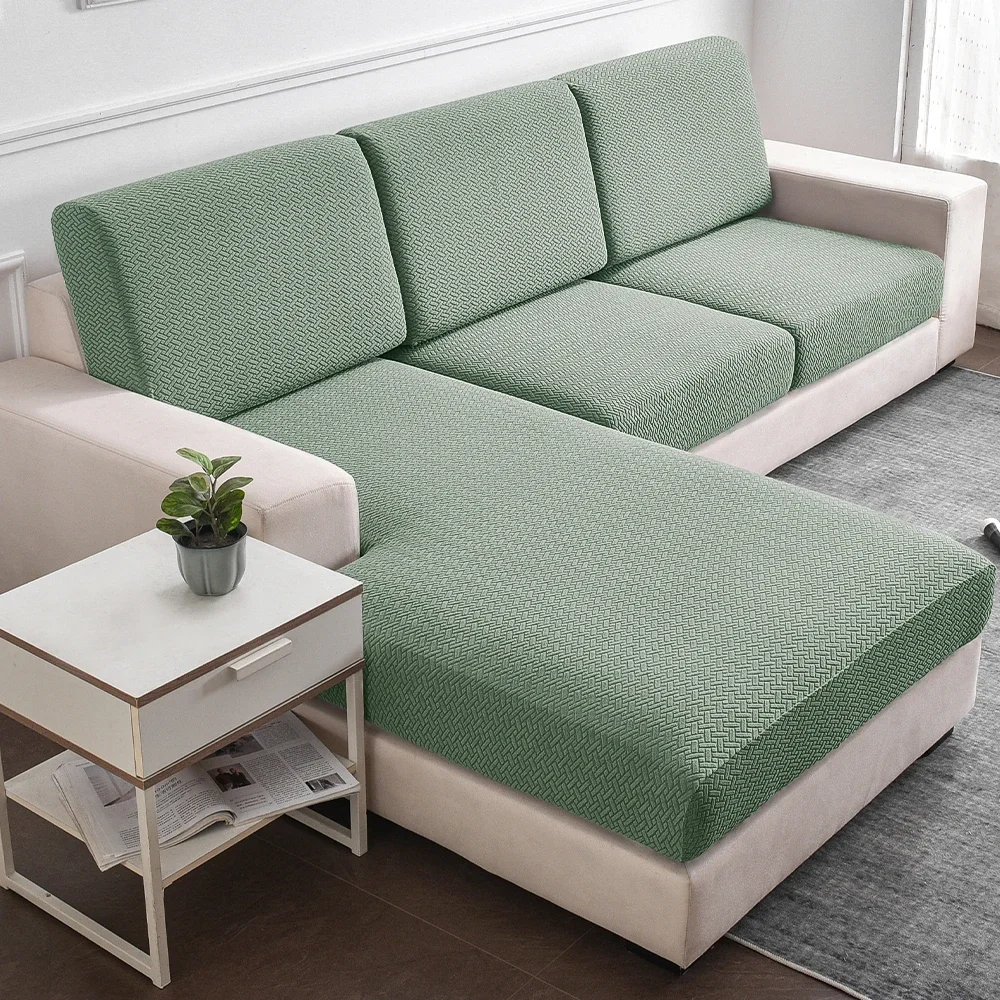 Jacquard Sofa Covers Soft Pure Sofa Seat Slipcover for Home Living Room Elastic L-Shaped Sofa Protector Chaise Lounge Seat Case 2