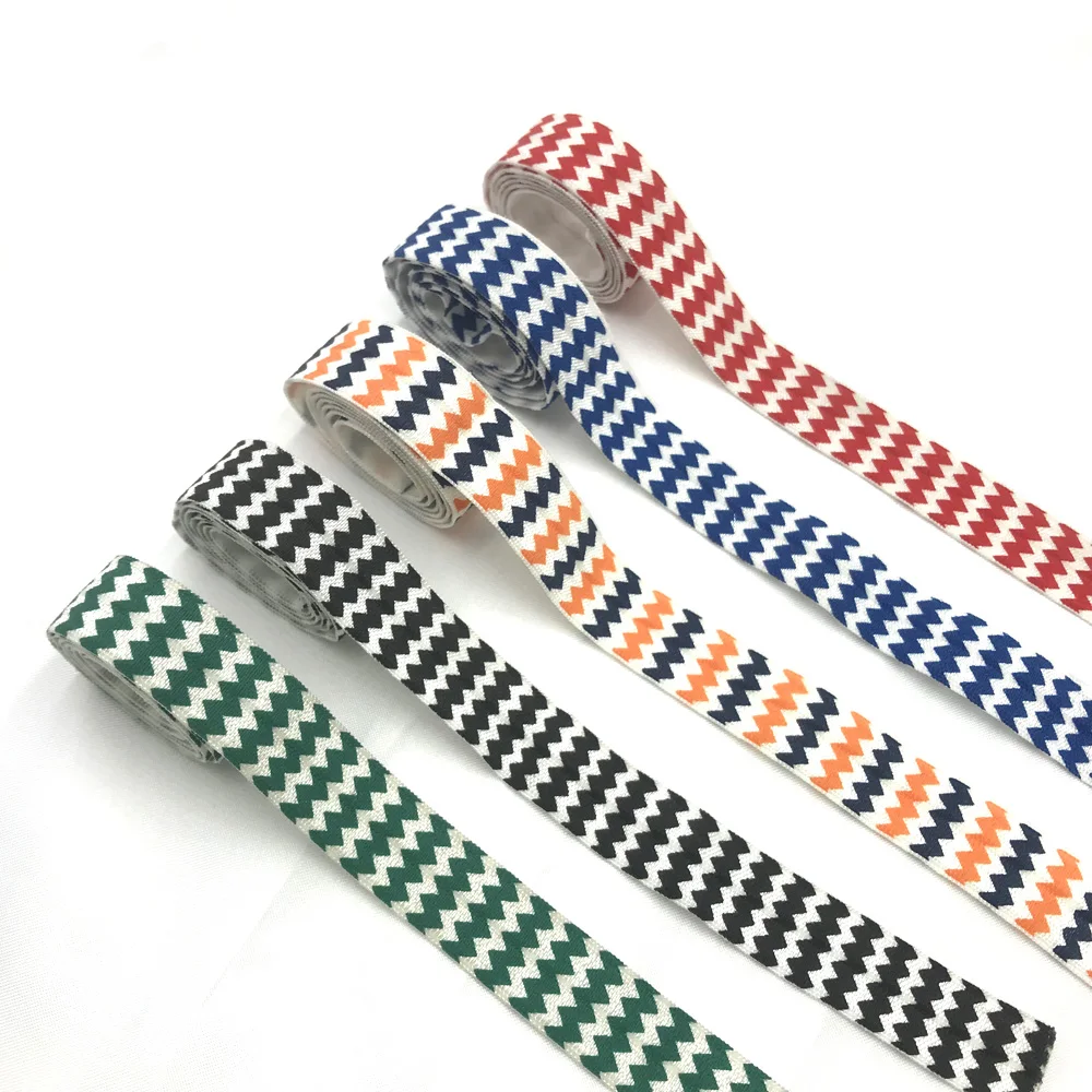

5 10 Yard 15mm Wave Chevron Print Elastic Band Spandex Ribbon Dress Hand Bracelet Hair Tie Accessories Sewing Trim