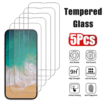 5 pezzi in vetro temperato per iPhone 17 16 15 14 13 12 Pro Max protezione schermo per iPhone 12 13 Mini 14 Plus 14 Pro Glass