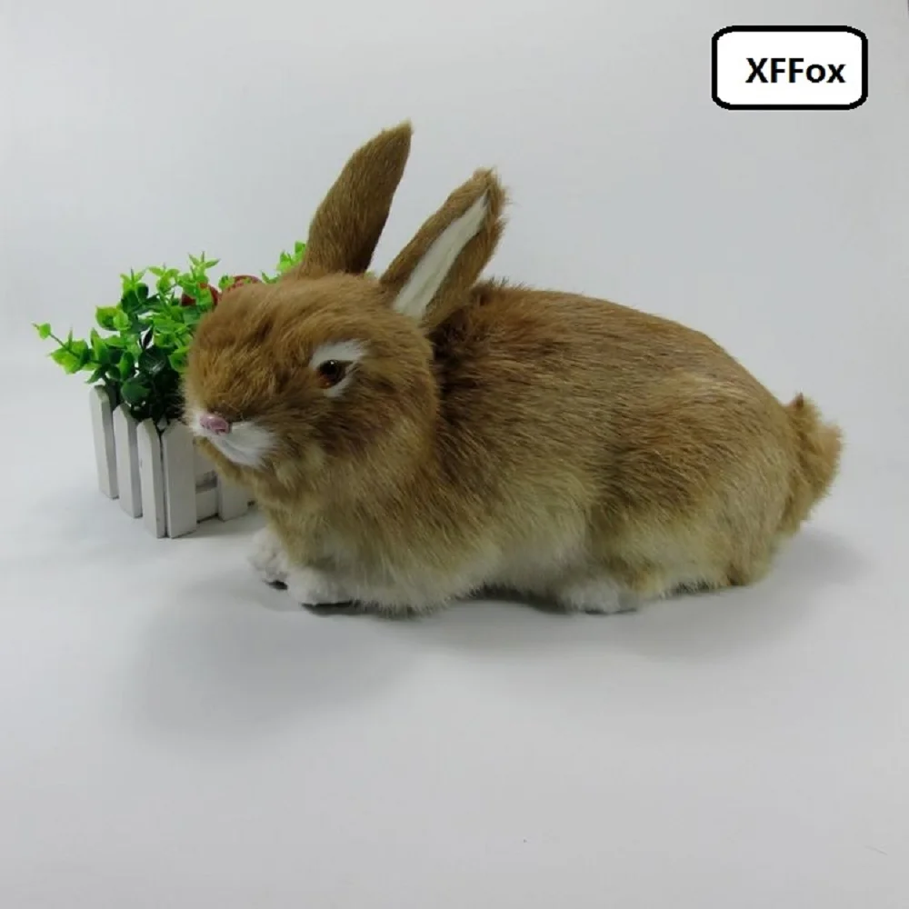 

big real life yellow rabbit model plastic&furs lovely prone rabbit gift about 33x16x22cm xf2008