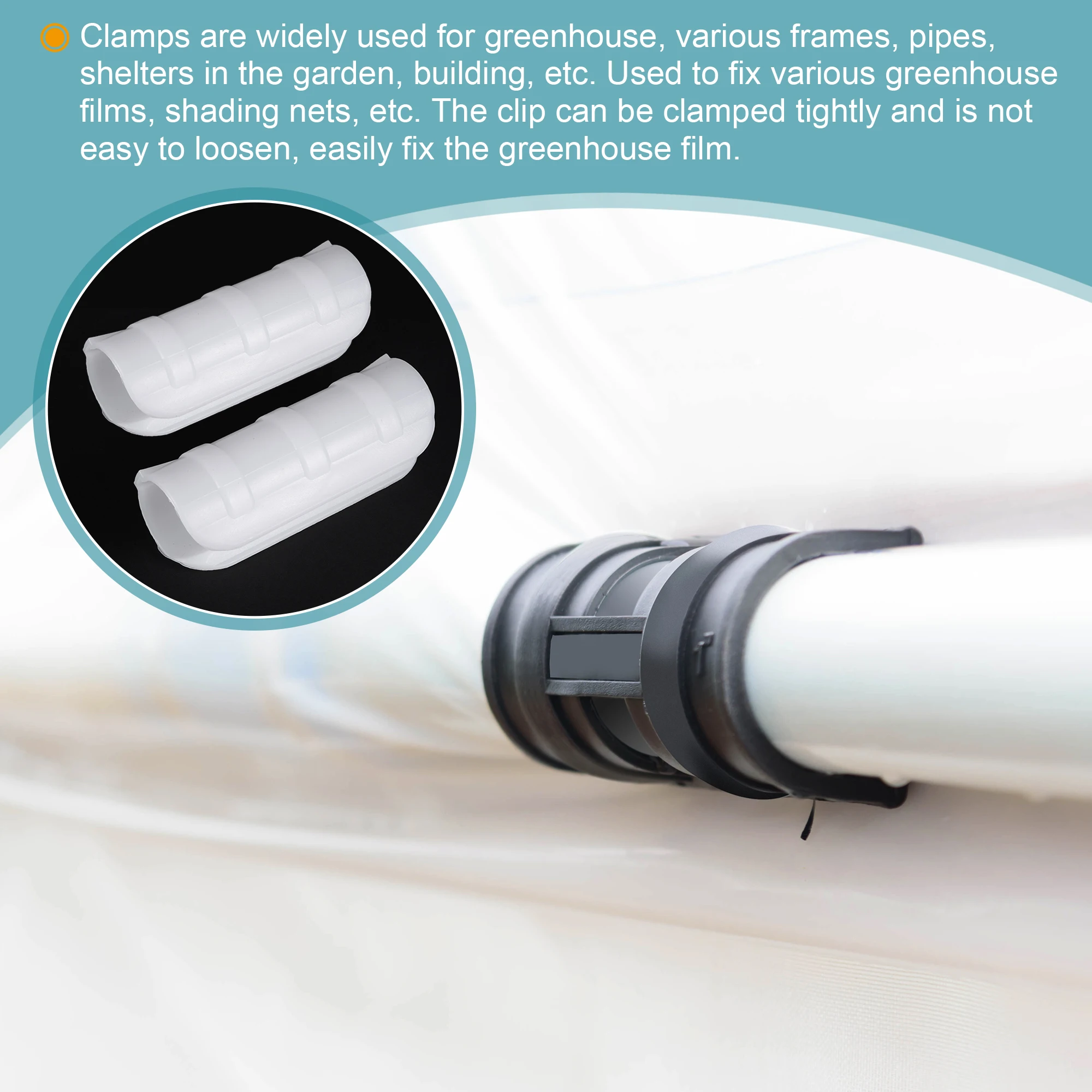20Pc Farm Plastic Clamps Snap Clamps 32mm White/Black Tube Rod Clip Plastic Clips for Greenhouse Film Garden Building Frame Pipe