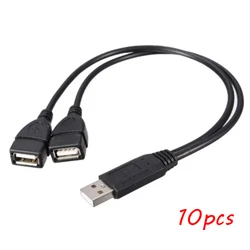Dual Splitter Adapter Cable for USB Power Extension, High - Quality USB 2.0 Cable (10pcs)