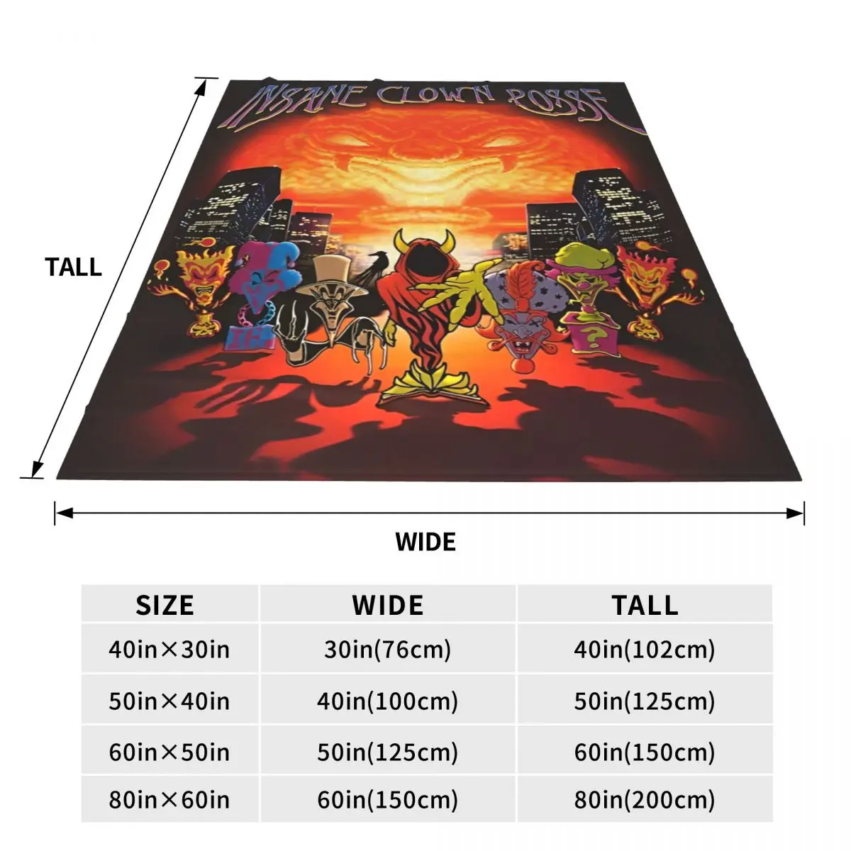 Insane Clown Posse ICP Wool Blankets Horrorcore Funny Throw Blankets for Home Plush Thin Quilt 6