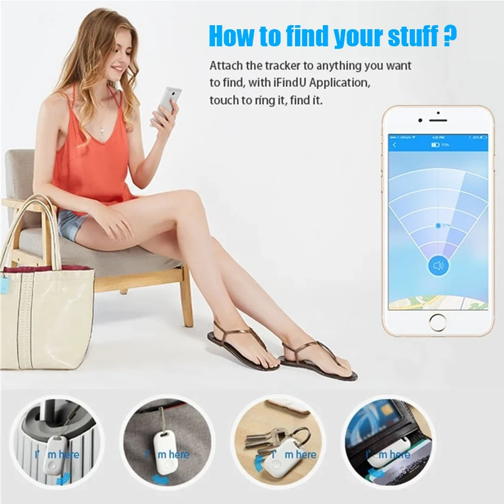 투야 블루투스 호환 스마트 분실 방지 GPS 트래커, 반려동물 키 분실 방지 알람 태그, 어린이 지갑, 휴대폰 파인더 로케이터 장치