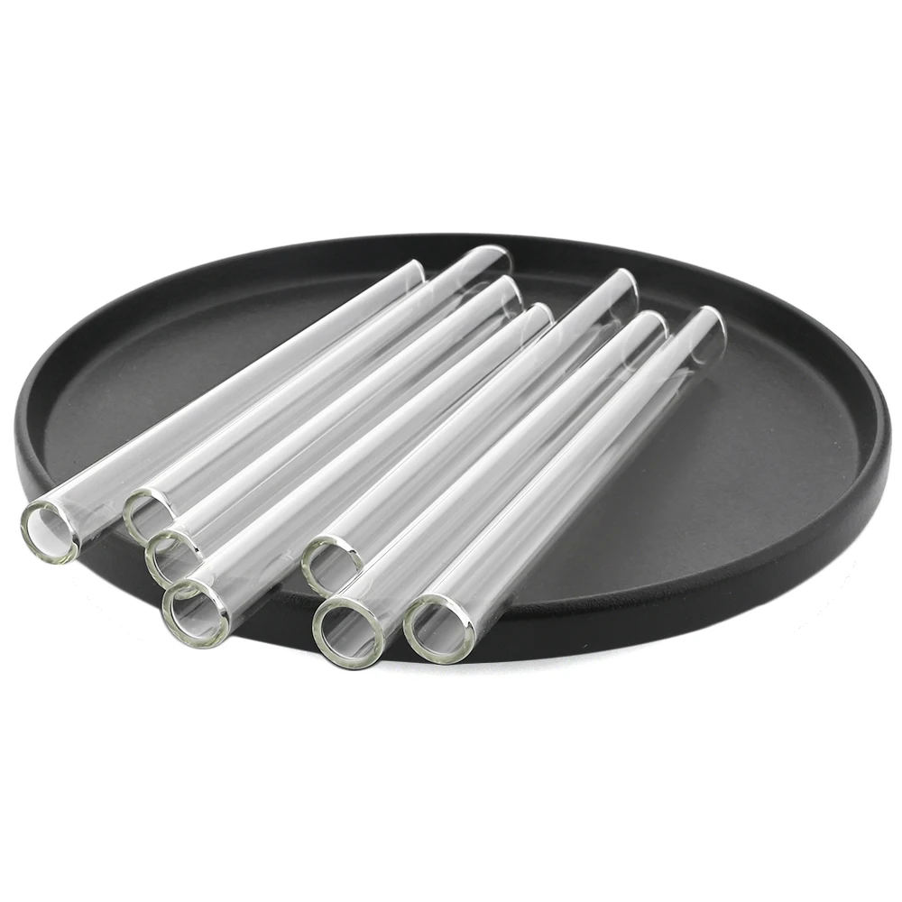 3pcs 14*200mm High Borosilicate Glass Straws Reusable Drinking Straw Set with Brush for Smoothies Bubble Tea Bar Accessories