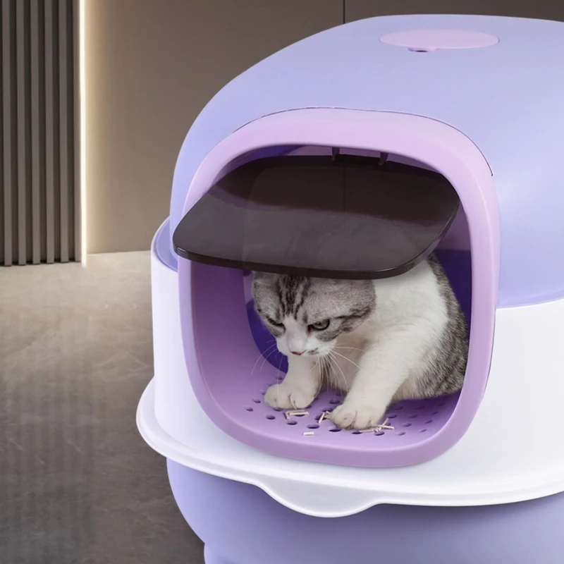 

Closed Toilet Cat Bedpans Intelligent Intelligent Deodorization Splash Prevention Cat Bedpan Aseo Para Gatos Pet Products QF50CB