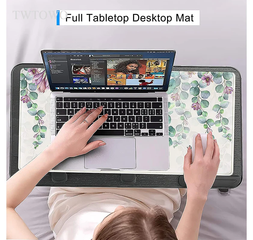 Soft Borracha Natural pc Desktop Mouse Pad Flores Roxas Folhas Verdes Home Gamer hd Grande Mousepad Xxl xl - Imagem 5
