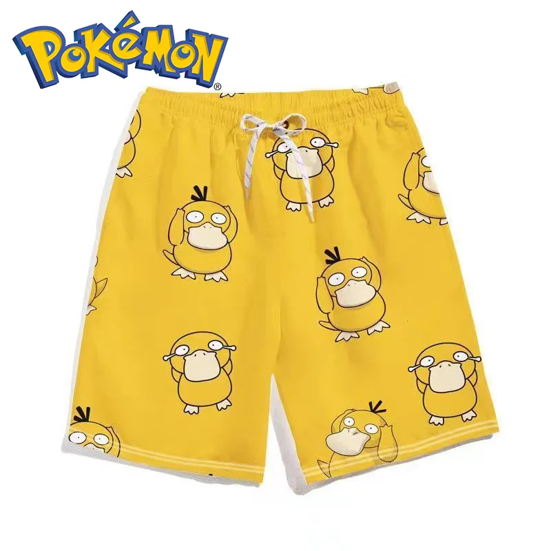 PokemonPsyduckSummerCartoonAnimeMenShortMenFashionBeachwear