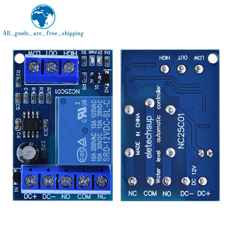 รูปสินค้า 2 in 1 ปั๊มเทน้ําอัตโนมัติ Controller DC 12V Liquid Level Sensor สวิทช์รีเลย์โมดูลสําหรับมอเตอร์ถังปลา Waterhouse Ir