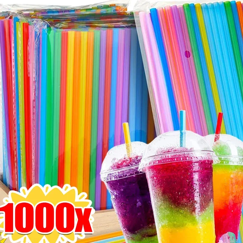 1000/500x Disposable Drinking Straws Multicolor MilkTea Milkshake Juice Plastic Straws Kitchen Bar Drink Party Wedding Supplies