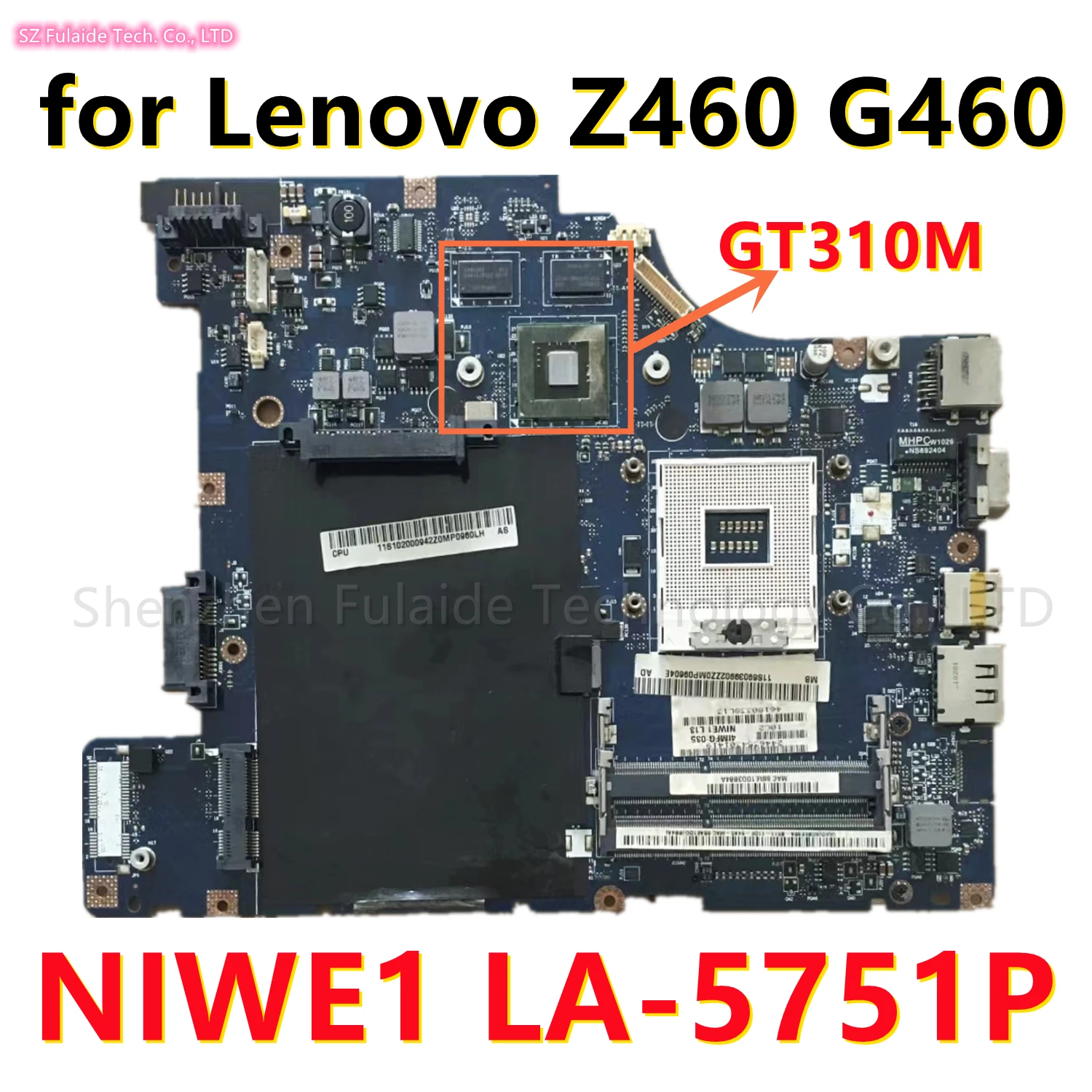 

NIWE1 LA-5751P Mainboard For Lenovo Z460 G460 Laptop motherboard With PGA989 HM55 GT310M GPU DDR3 100% Tested OK