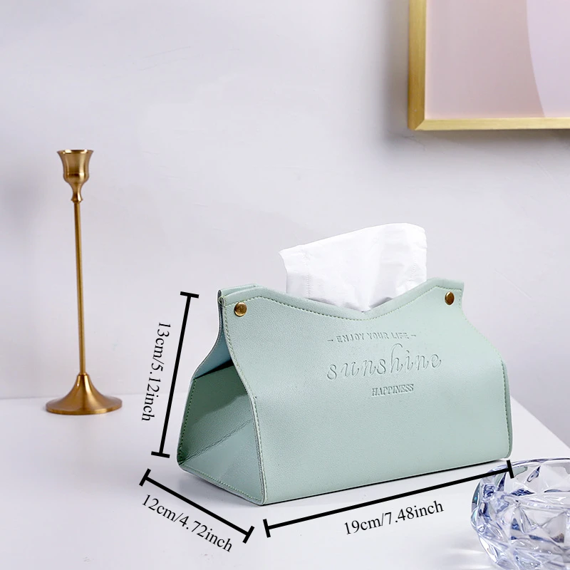 High-end Leather Tissue Box Hotel Room Home Living Room Light Luxury Creative Design Pumping Box Napkin Holder Car Tissue Holder 5