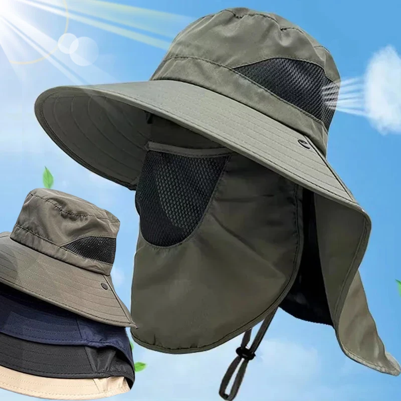 Summer Quick Dryng UV Protection Fisherman Cap Face Neck Cover Outdoor Fishing Cycling Removable Men Visor Hat Women Bucket Hat Sun Hat Fisherman Hat Sun Protection Hat
